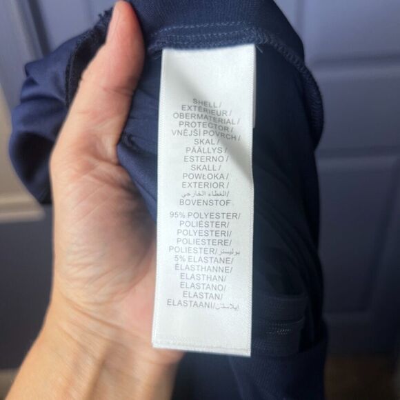 Adrianna Papell Navy Blue Sleeveless Formal Pantsuit Cascade Draped Plus SZ 20W - Picture 10 of 13